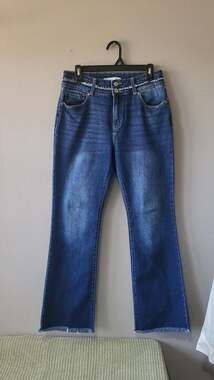 KanCan for Maurices High Rise Double Button Frayed Waist Flare Jeans Size 29